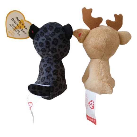 TY Beanie Boo McDonalds Lot x 2 Dotson The Black Jaguar Glitsy The Reindeer. - Picture 4 of 12